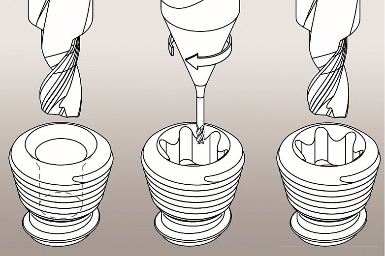 Bild 3 Spiralinterpolation - Wandungsfräsen