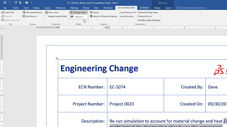 Dassault - MS Office Add-In für PDM Professional